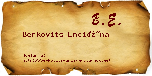 Berkovits Enciána névjegykártya